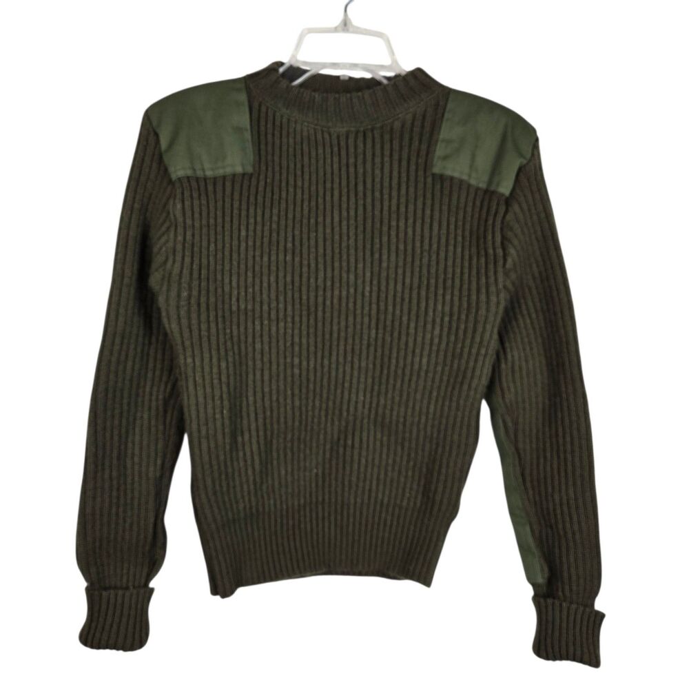 DSCP Valor Collection Sweater Mens 38 Olive Green Wool Military Pullover Patch
